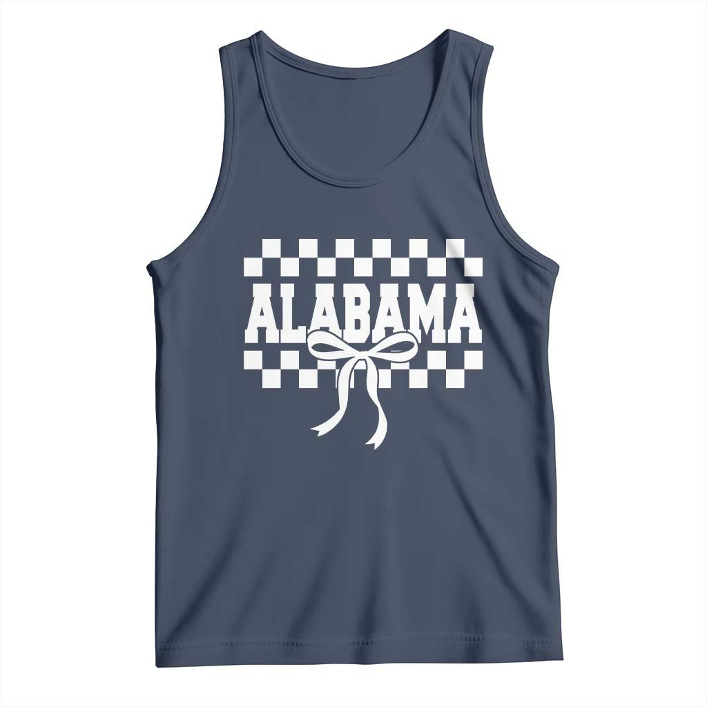 Alabama Fan Tank Top AL State Sport Coquette Bow Checkered Design Game Day TS11 Navy Print Your Wear