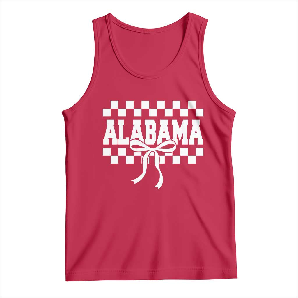 Alabama Fan Tank Top AL State Sport Coquette Bow Checkered Design Game Day TS11 Red Print Your Wear