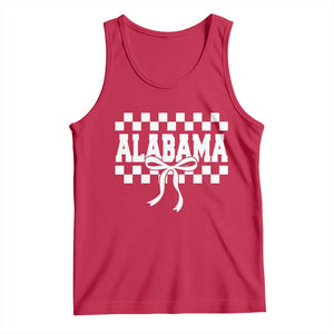 Alabama Fan Tank Top AL State Sport Coquette Bow Checkered Design Game Day TS11 Red Print Your Wear