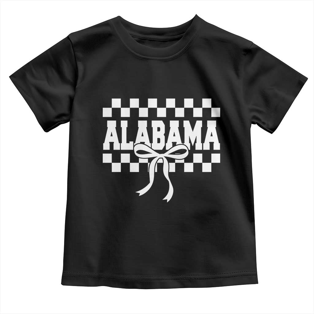 Alabama Fan Toddler T Shirt AL State Sport Coquette Bow Checkered Design Game Day TS11 Black Print Your Wear
