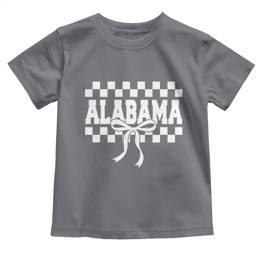 Alabama Fan Toddler T Shirt AL State Sport Coquette Bow Checkered Design Game Day TS11 Charcoal Print Your Wear