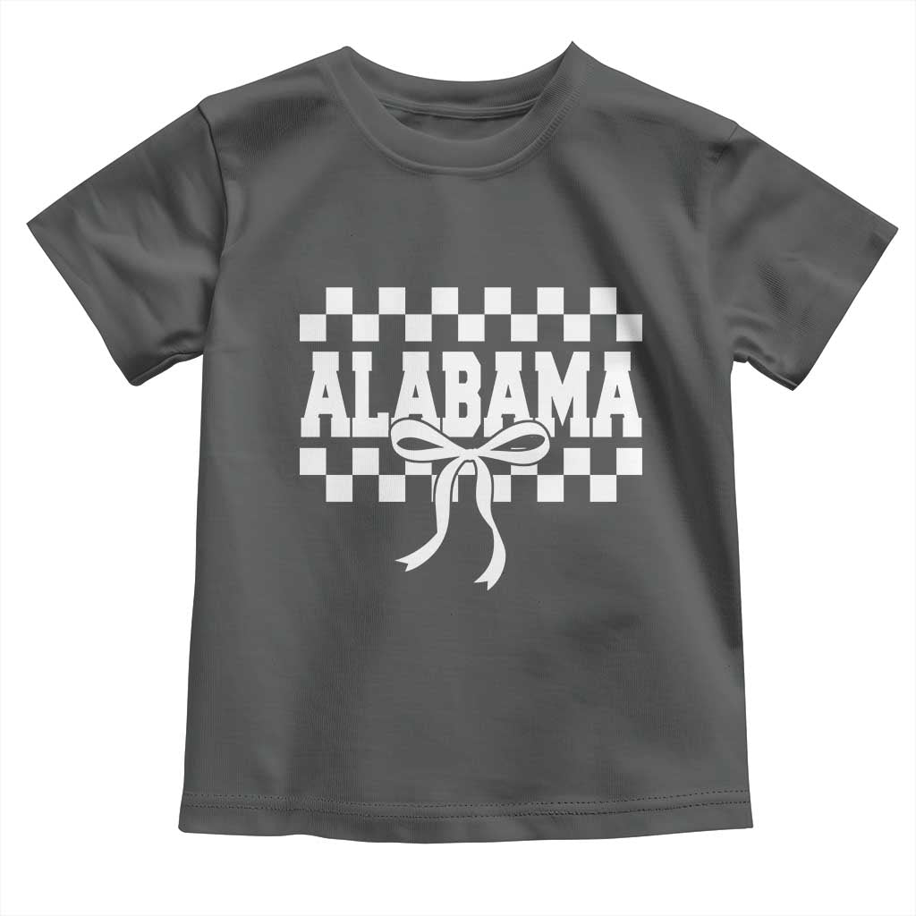 Alabama Fan Toddler T Shirt AL State Sport Coquette Bow Checkered Design Game Day TS11 Dark Heather Print Your Wear