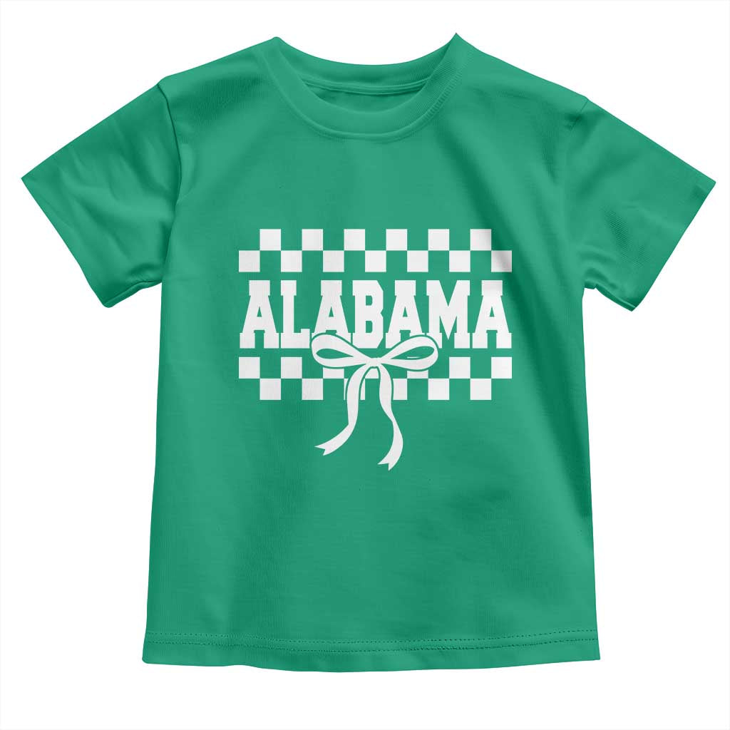 Alabama Fan Toddler T Shirt AL State Sport Coquette Bow Checkered Design Game Day TS11 Irish Green Print Your Wear