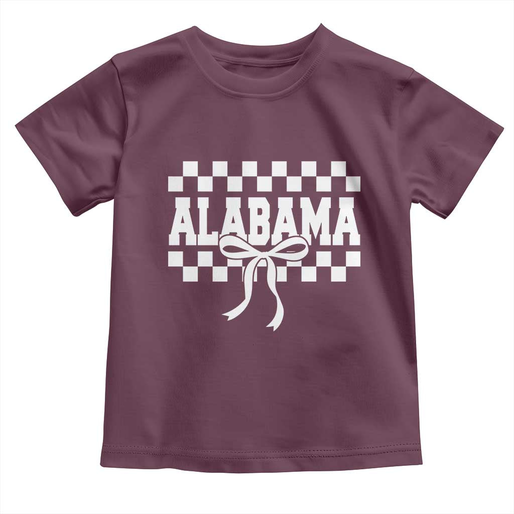 Alabama Fan Toddler T Shirt AL State Sport Coquette Bow Checkered Design Game Day TS11 Maroon Print Your Wear