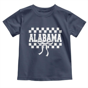 Alabama Fan Toddler T Shirt AL State Sport Coquette Bow Checkered Design Game Day TS11 Navy Print Your Wear