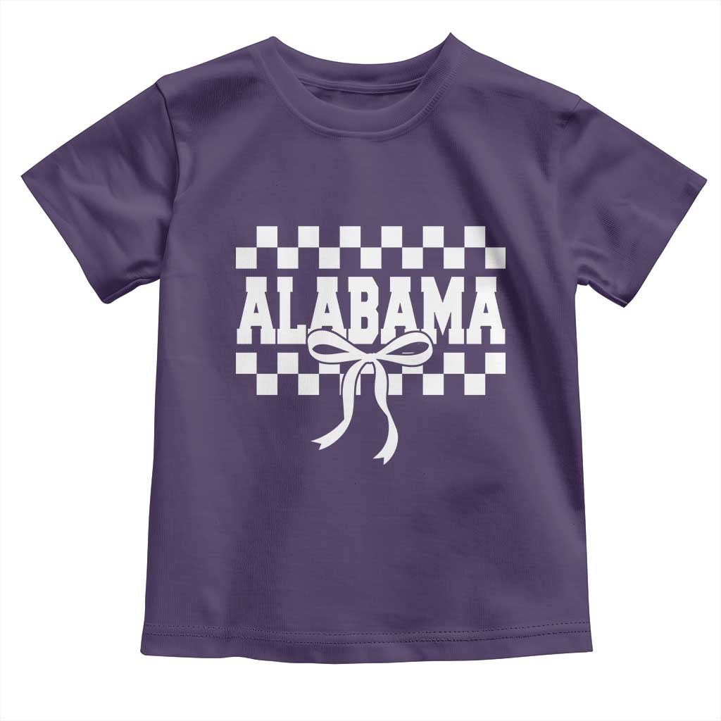 Alabama Fan Toddler T Shirt AL State Sport Coquette Bow Checkered Design Game Day TS11 Purple Print Your Wear