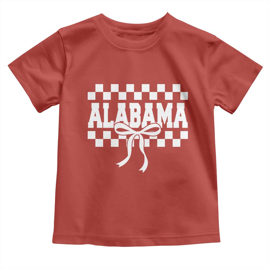 Alabama Fan Toddler T Shirt AL State Sport Coquette Bow Checkered Design Game Day TS11 Red Print Your Wear