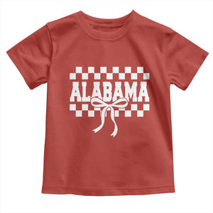 Alabama Fan Toddler T Shirt AL State Sport Coquette Bow Checkered Design Game Day TS11 Red Print Your Wear