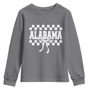 Alabama Fan Youth Sweatshirt AL State Sport Coquette Bow Checkered Design Game Day TS11 Charcoal Print Your Wear