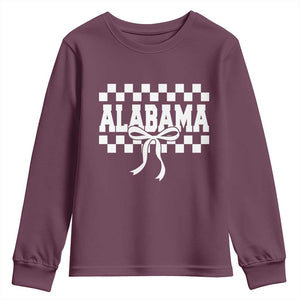 Alabama Fan Youth Sweatshirt AL State Sport Coquette Bow Checkered Design Game Day TS11 Maroon Print Your Wear