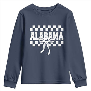 Alabama Fan Youth Sweatshirt AL State Sport Coquette Bow Checkered Design Game Day TS11 Navy Print Your Wear