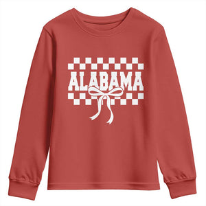 Alabama Fan Youth Sweatshirt AL State Sport Coquette Bow Checkered Design Game Day TS11 Red Print Your Wear