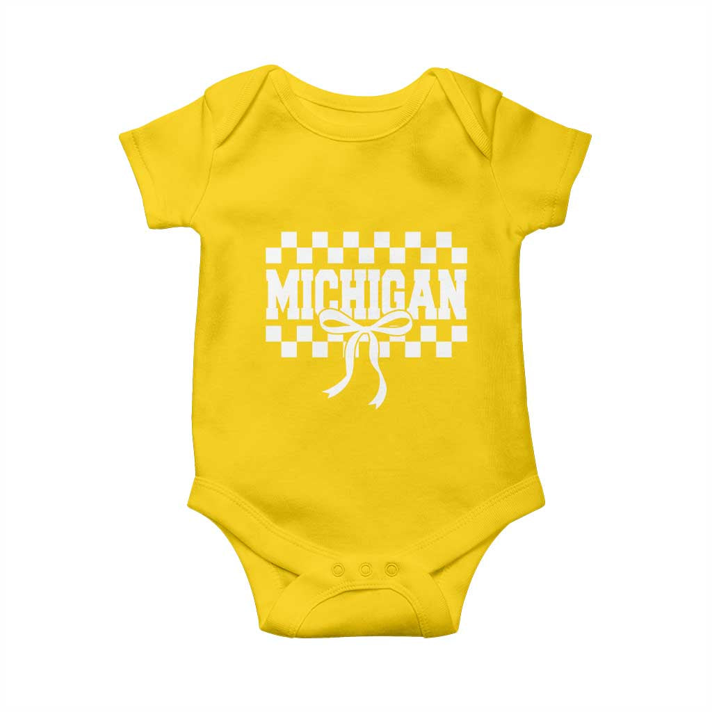 Michigan Fan Baby Onesie MI State Sport Coquette Bow Checkered Design Game Day TS11 Daisy Print Your Wear