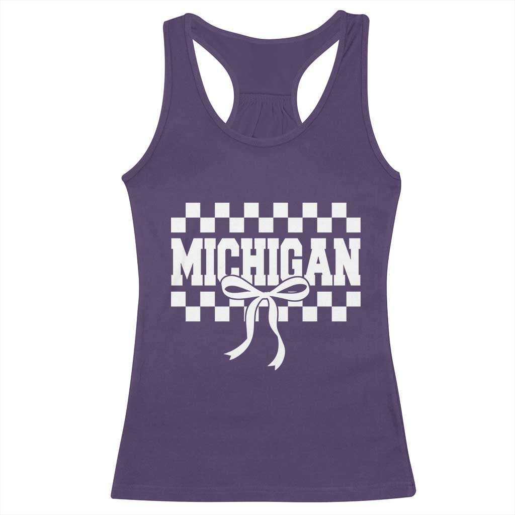 Michigan Fan Racerback Tank Top MI State Sport Coquette Bow Checkered Design Game Day TS11 Purple Print Your Wear