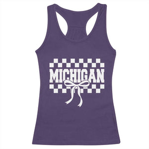 Michigan Fan Racerback Tank Top MI State Sport Coquette Bow Checkered Design Game Day TS11 Purple Print Your Wear