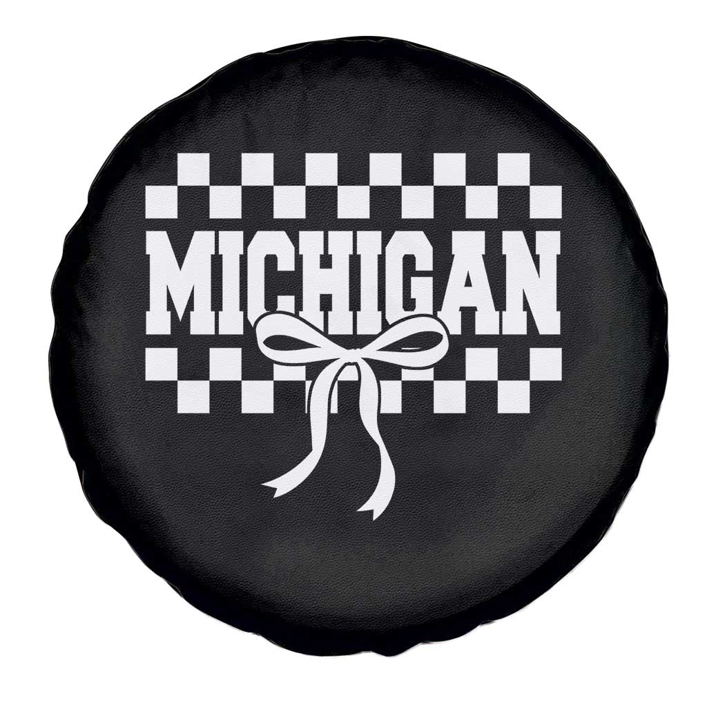 Michigan Fan Spare Tire Cover MI State Sport Coquette Bow Checkered Design Game Day TS11 Print Your Wear