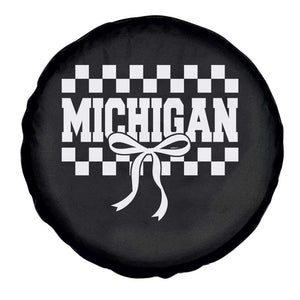 Michigan Fan Spare Tire Cover MI State Sport Coquette Bow Checkered Design Game Day TS11 Print Your Wear