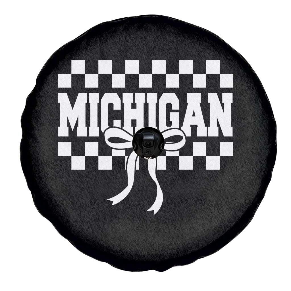 Michigan Fan Spare Tire Cover MI State Sport Coquette Bow Checkered Design Game Day TS11 Print Your Wear