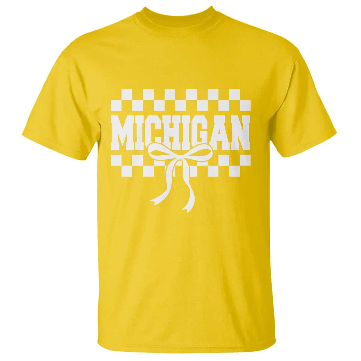 Michigan Fan T Shirt MI State Sport Coquette Bow Checkered Design Game Day TS11 Daisy Print Your Wear