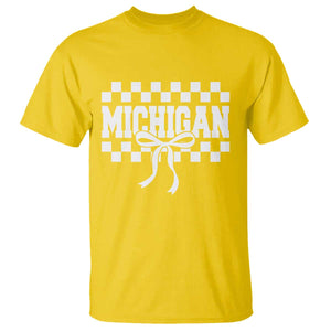 Michigan Fan T Shirt MI State Sport Coquette Bow Checkered Design Game Day TS11 Daisy Print Your Wear