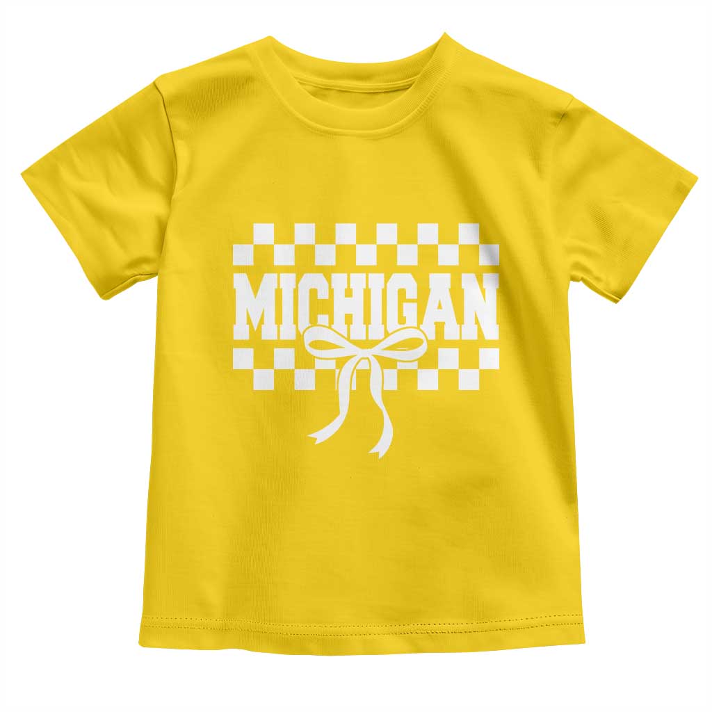 Michigan Fan Toddler T Shirt MI State Sport Coquette Bow Checkered Design Game Day TS11 Daisy Print Your Wear