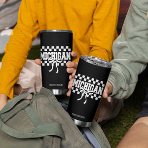 Michigan Fan Tumbler Cup MI State Sport Coquette Bow Checkered Design Game Day TS11 Print Your Wear