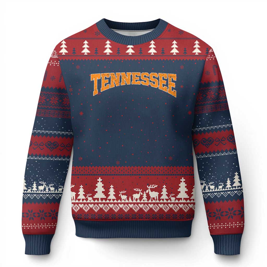 Tennessee Fan Ugly Christmas Sweater Orange Bold Sport State Letters Game Day TS11 Navy Red Print Your Wear