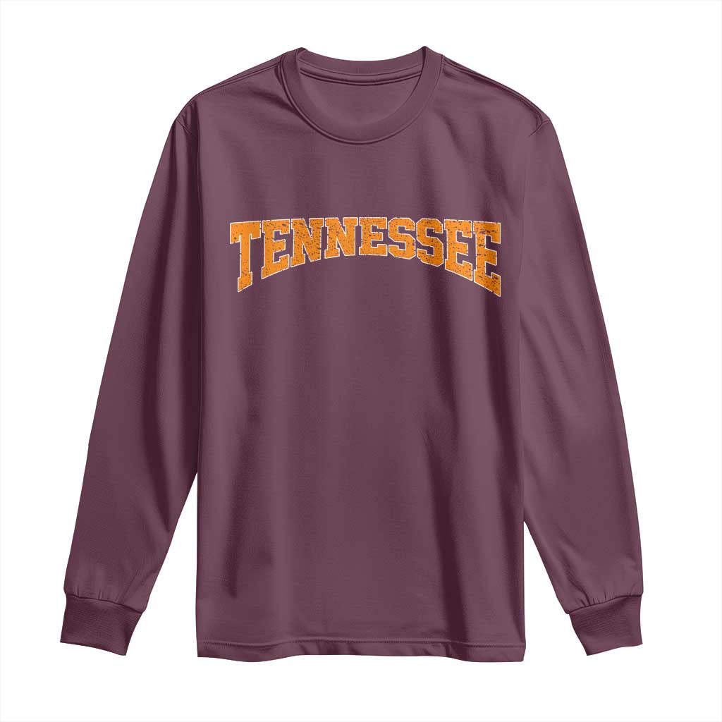 Tennessee Fan Long Sleeve Shirt Orange Bold Sport State Letters Game Day TS11 Maroon Print Your Wear
