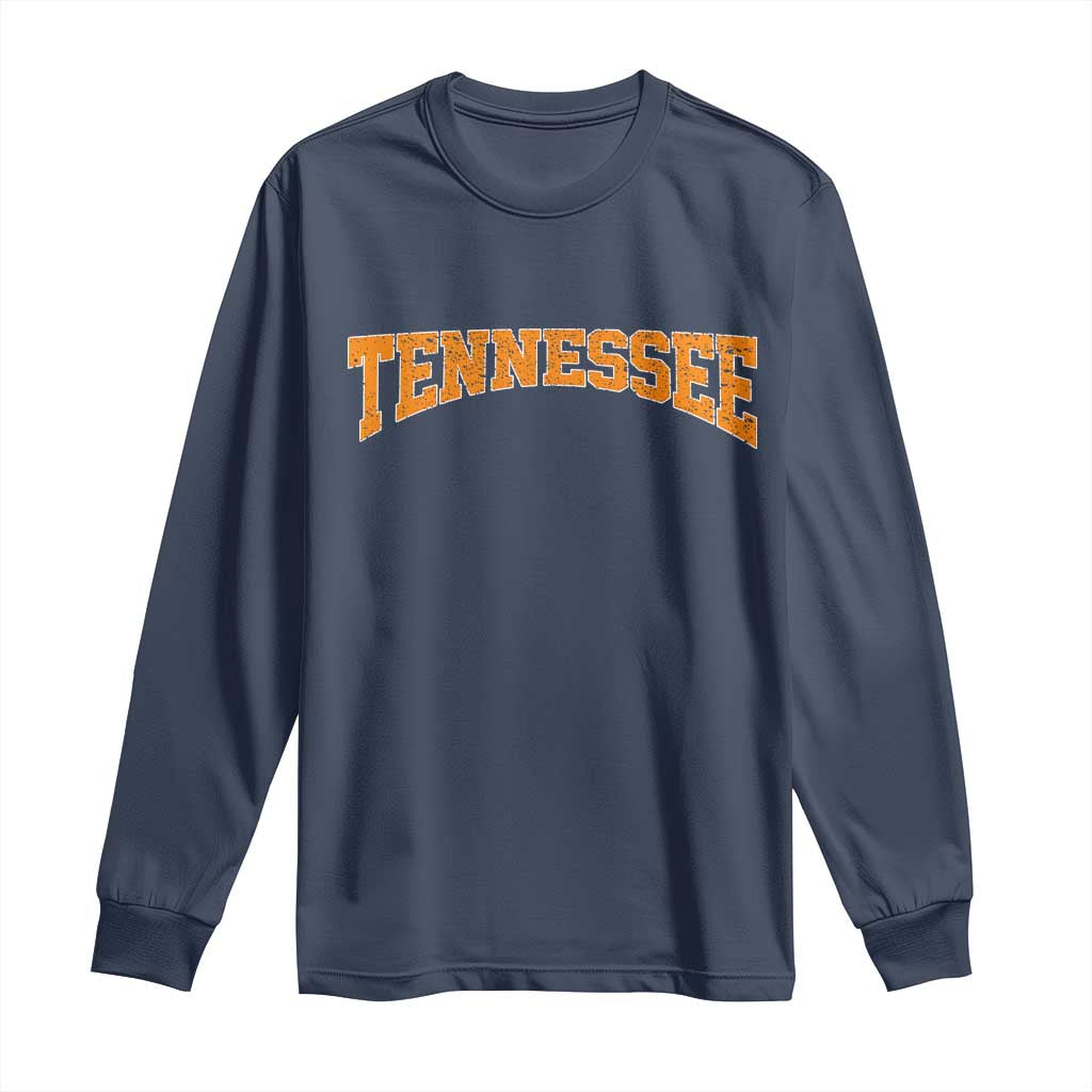 Tennessee Fan Long Sleeve Shirt Orange Bold Sport State Letters Game Day TS11 Navy Print Your Wear