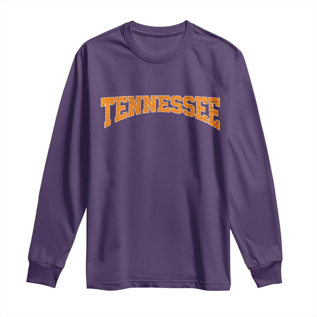 Tennessee Fan Long Sleeve Shirt Orange Bold Sport State Letters Game Day TS11 Purple Print Your Wear