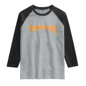 Tennessee Fan Raglan Shirt Orange Bold Sport State Letters Game Day TS11 Heather Gray Black Print Your Wear