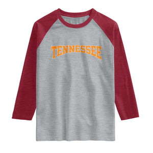 Tennessee Fan Raglan Shirt Orange Bold Sport State Letters Game Day TS11 Heather Gray Heather Red Print Your Wear