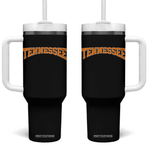 Tennessee Fan Tumbler With Handle Orange Bold Sport State Letters Game Day TS11 One Size: 40 oz Black Print Your Wear
