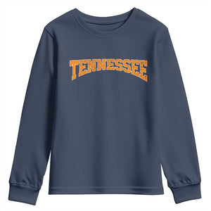 Tennessee Fan Youth Sweatshirt Orange Bold Sport State Letters Game Day TS11 Navy Print Your Wear