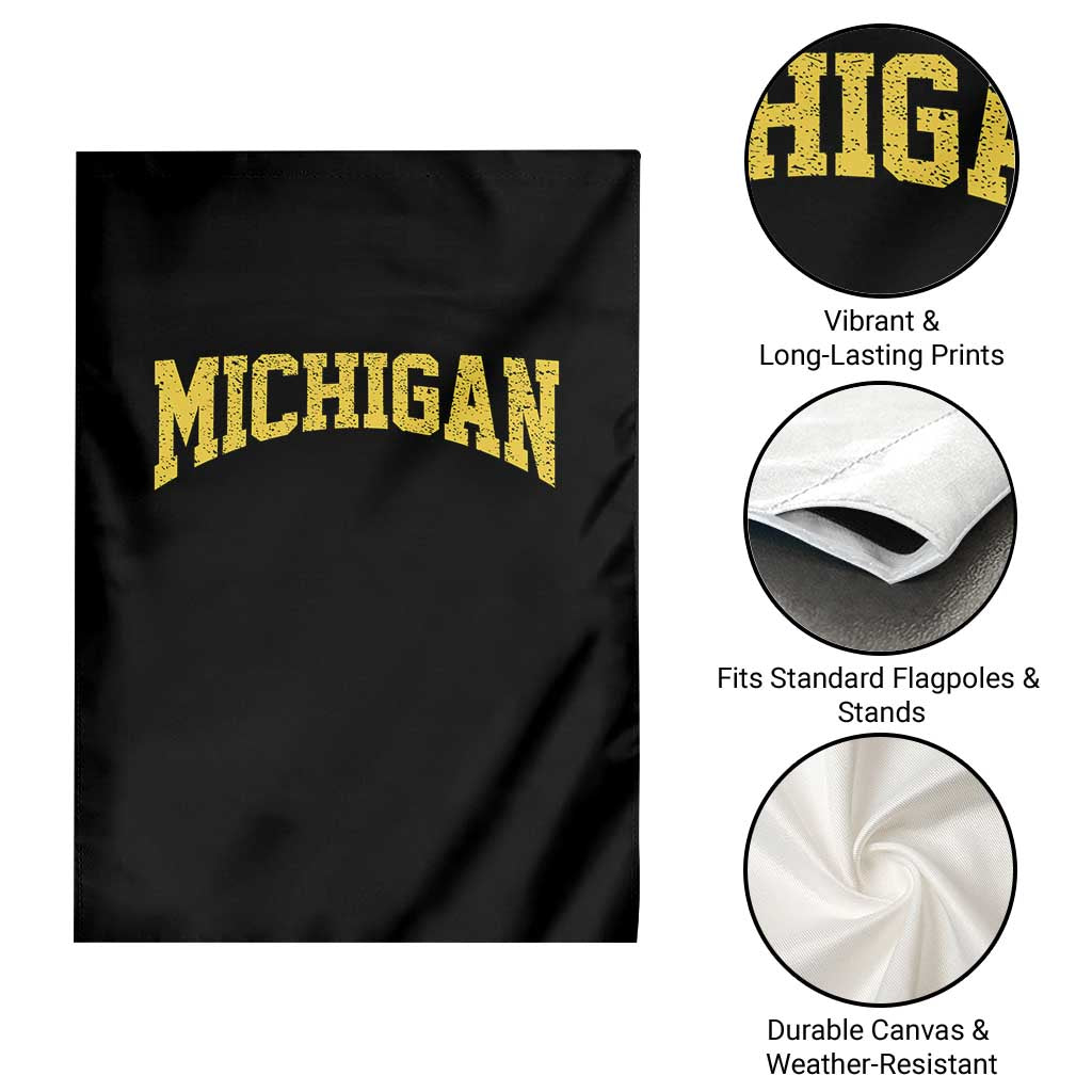 Michigan Fan Garden Flag Yellow Bold Sport State Letters Game Day TS11 Print Your Wear