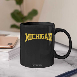 Michigan Fan Coffee Mug Yellow Bold Sport State Letters Game Day TS11 Print Your Wear
