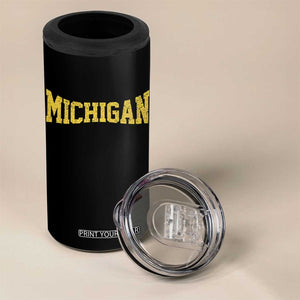 Michigan Fan 4 in 1 Can Cooler Tumbler Yellow Bold Sport State Letters Game Day TS11 Print Your Wear