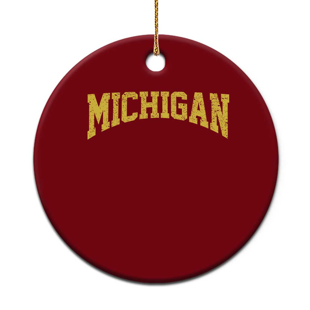 Michigan Fan Ceramic Ornament Yellow Bold Sport State Letters Game Day TS11 1pc Red Print Your Wear