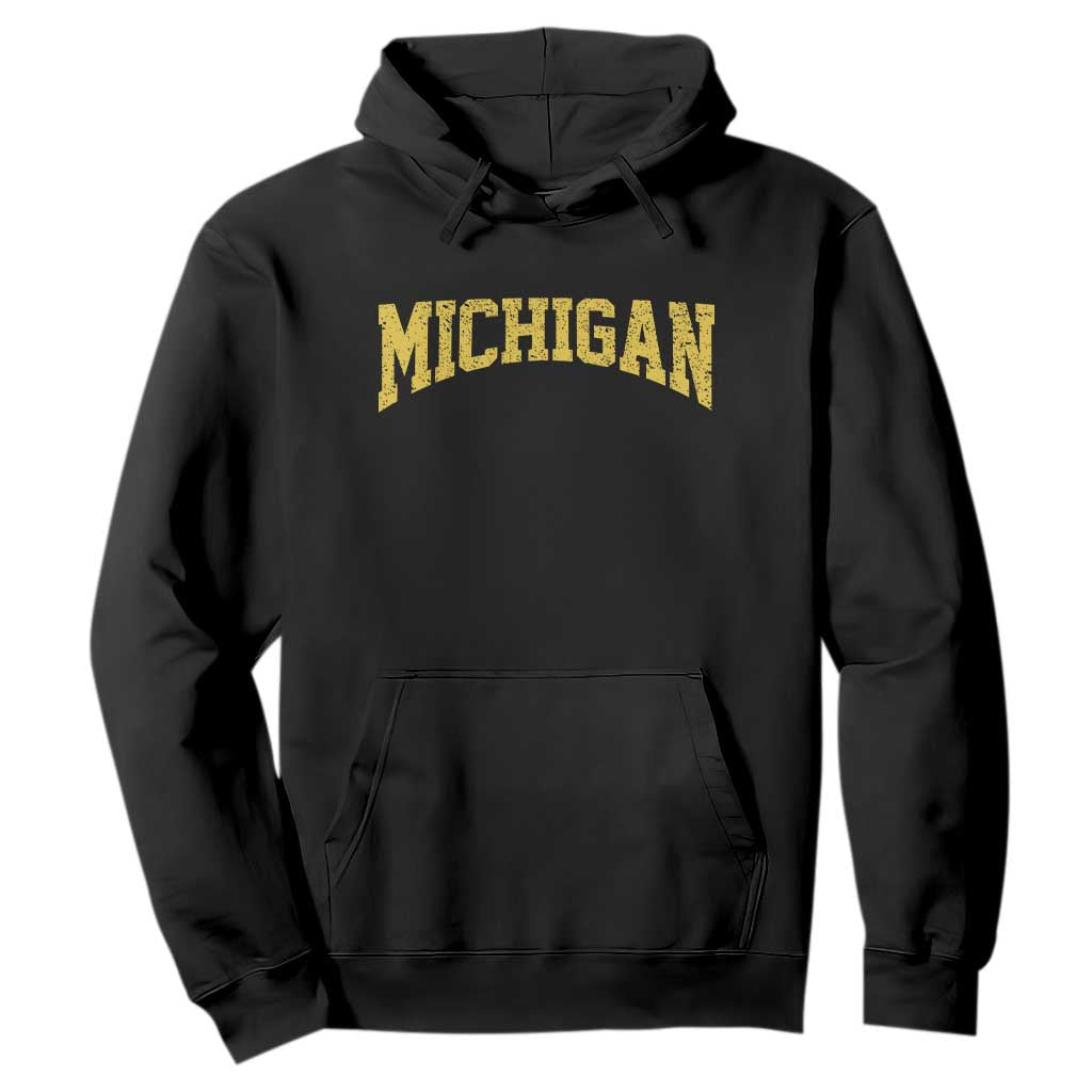 Michigan Fan Hoodie Yellow Bold Sport State Letters Game Day TS11 Black Print Your Wear
