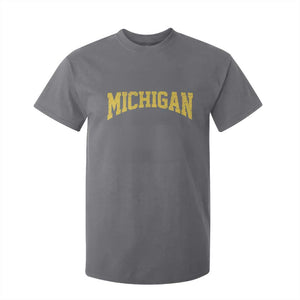 Michigan Fan T Shirt For Kid Yellow Bold Sport State Letters Game Day TS11 Charcoal Print Your Wear