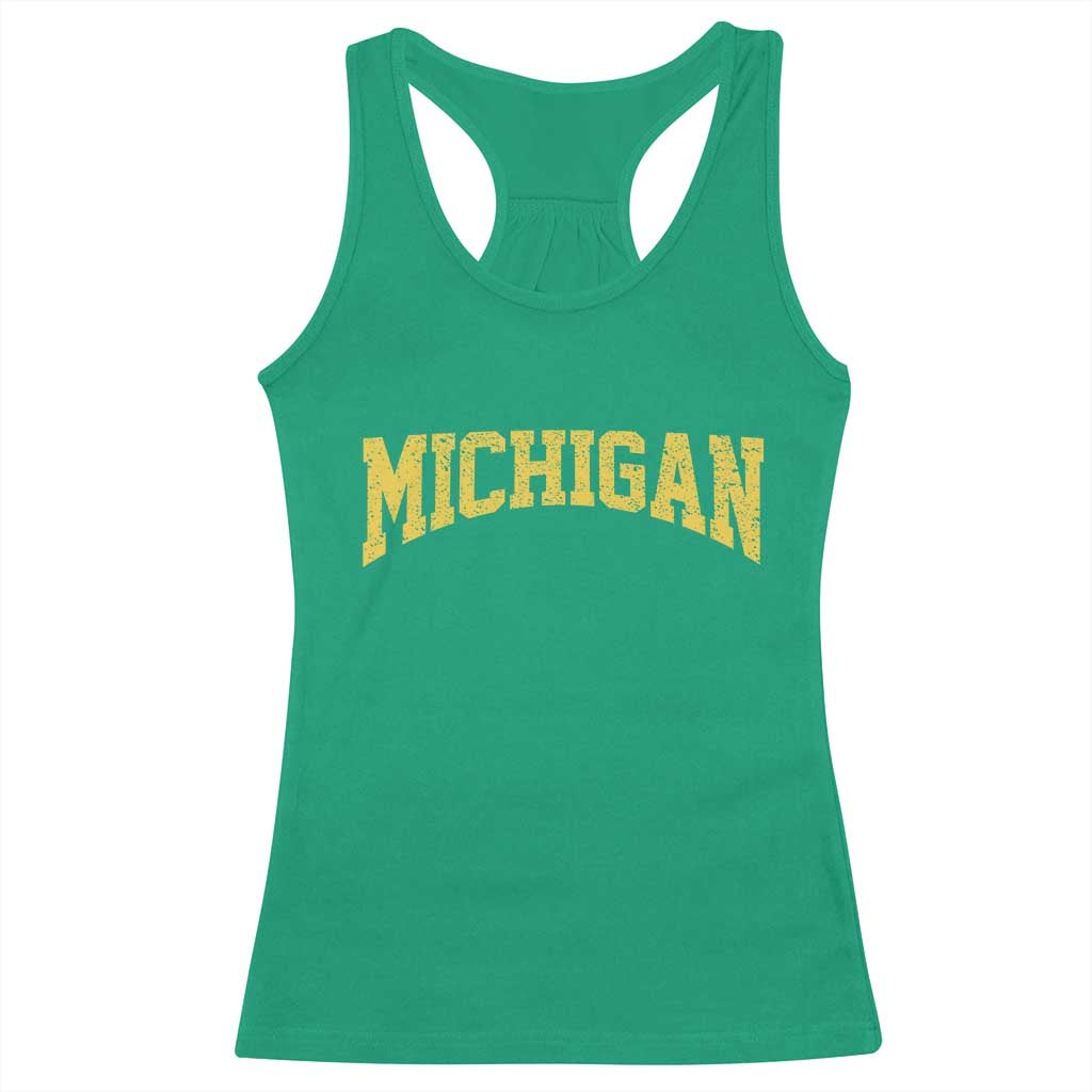 Michigan Fan Racerback Tank Top Yellow Bold Sport State Letters Game Day TS11 Irish Green Print Your Wear