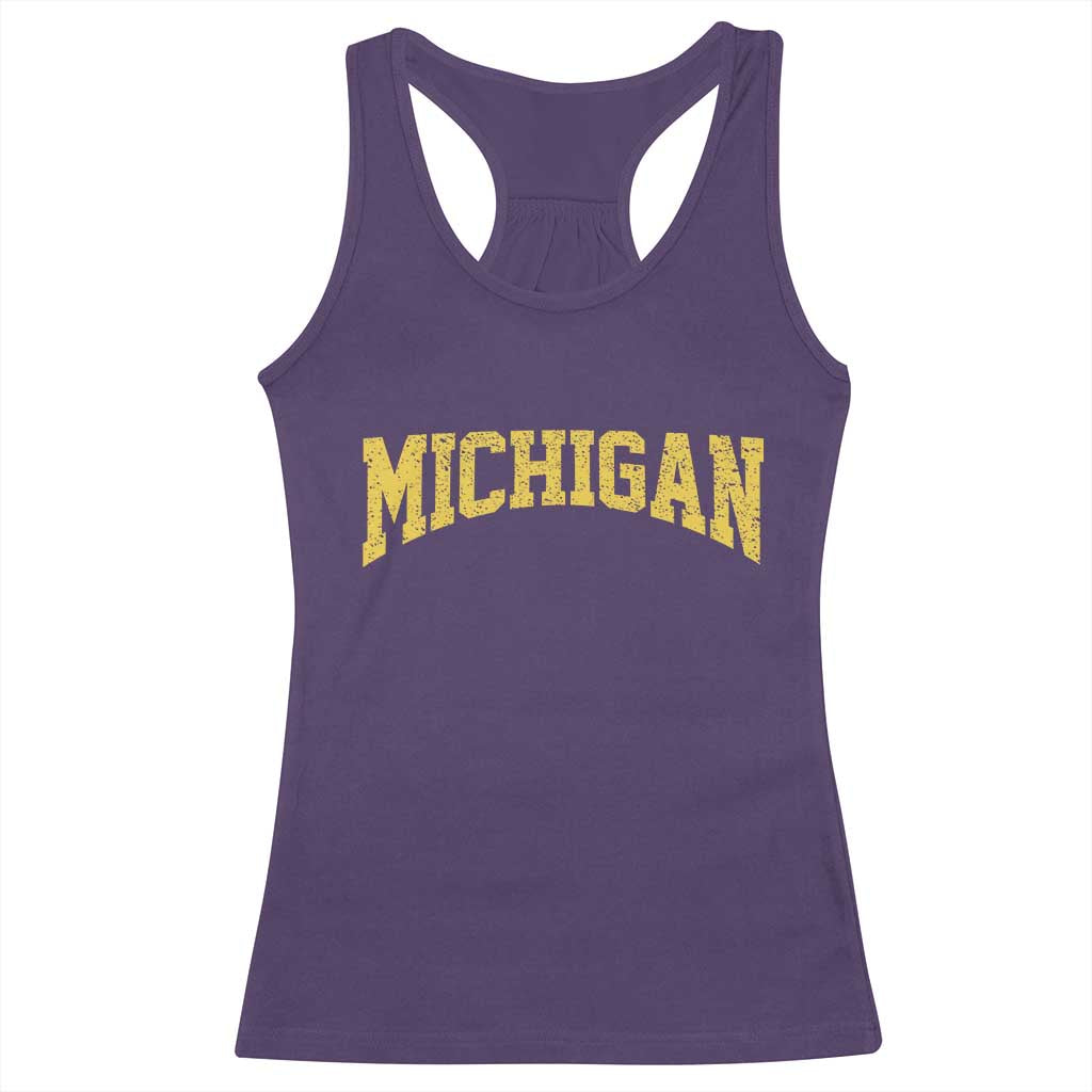 Michigan Fan Racerback Tank Top Yellow Bold Sport State Letters Game Day TS11 Purple Print Your Wear