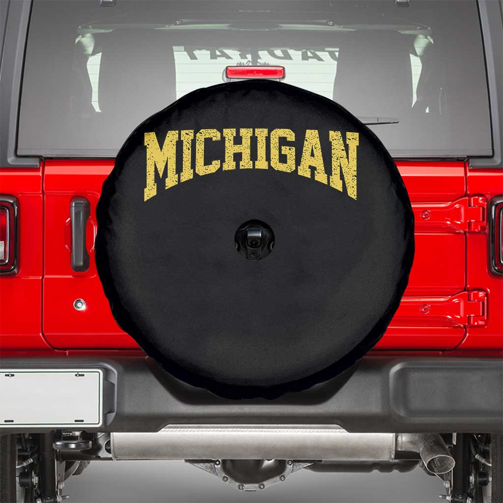 Michigan Fan Spare Tire Cover Yellow Bold Sport State Letters Game Day TS11 Black Print Your Wear