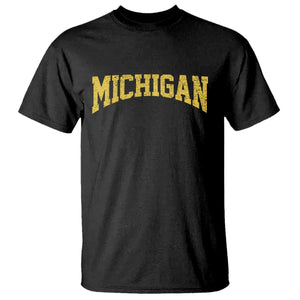 Michigan Fan T Shirt Yellow Bold Sport State Letters Game Day TS11 Black Print Your Wear