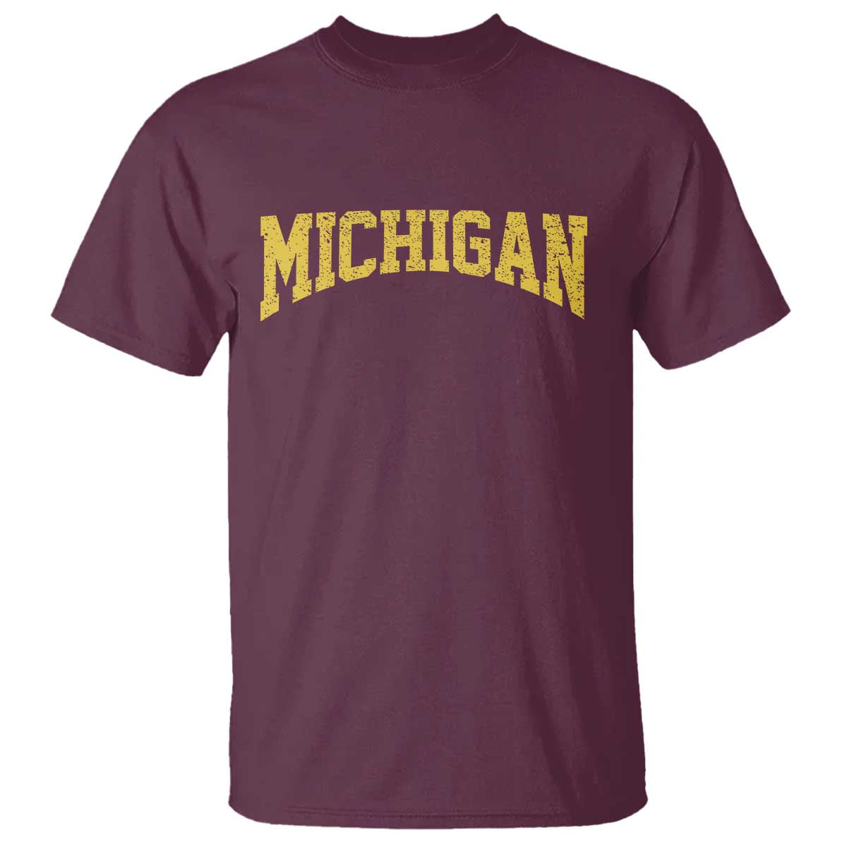 Michigan Fan T Shirt Yellow Bold Sport State Letters Game Day TS11 Maroon Print Your Wear