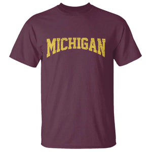 Michigan Fan T Shirt Yellow Bold Sport State Letters Game Day TS11 Maroon Print Your Wear