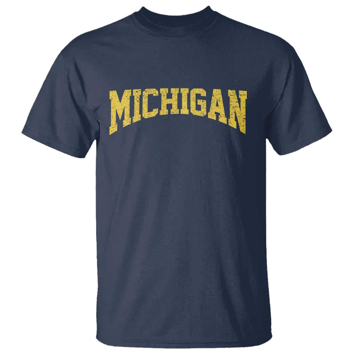 Michigan Fan T Shirt Yellow Bold Sport State Letters Game Day TS11 Navy Print Your Wear
