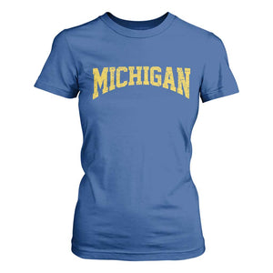 Michigan Fan T Shirt For Women Yellow Bold Sport State Letters Game Day TS11 Royal Blue Print Your Wear