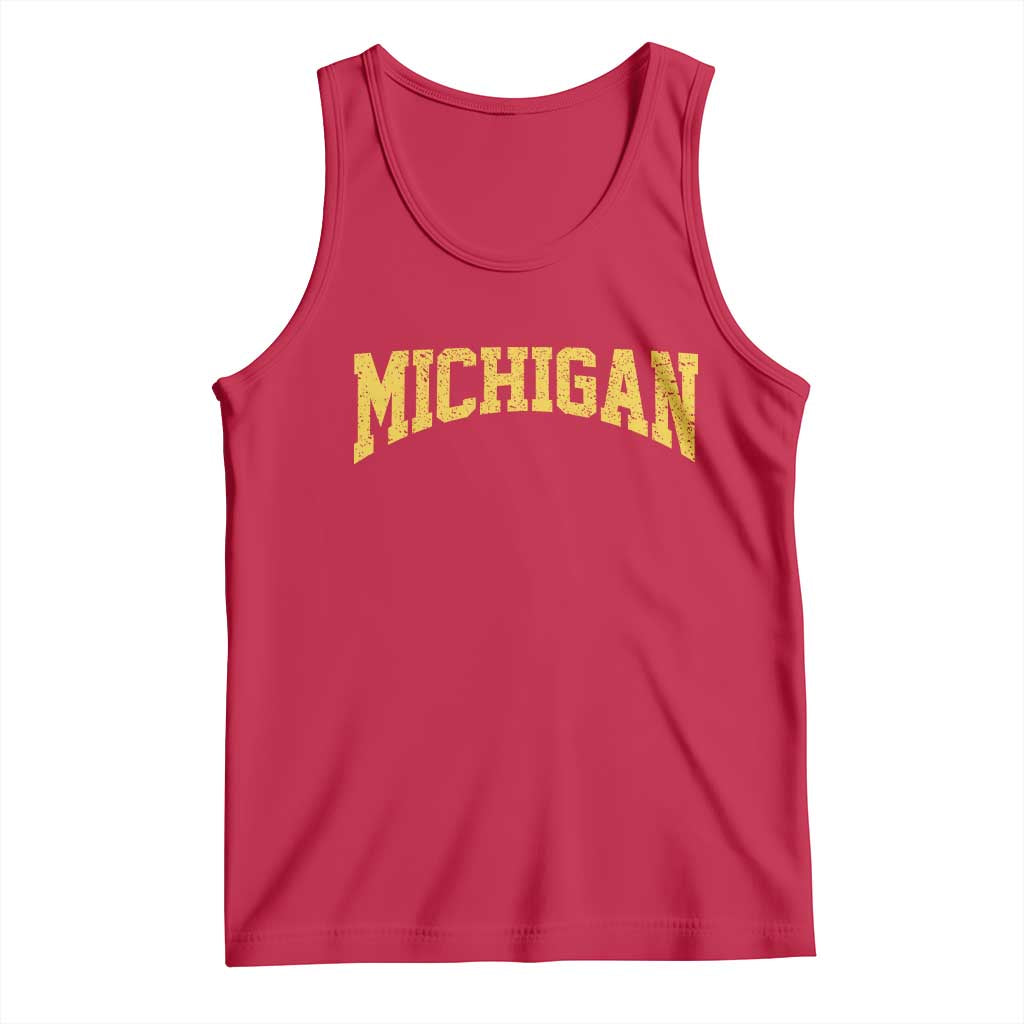 Michigan Fan Tank Top Yellow Bold Sport State Letters Game Day TS11 Red Print Your Wear