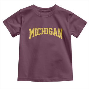 Michigan Fan Toddler T Shirt Yellow Bold Sport State Letters Game Day TS11 Maroon Print Your Wear